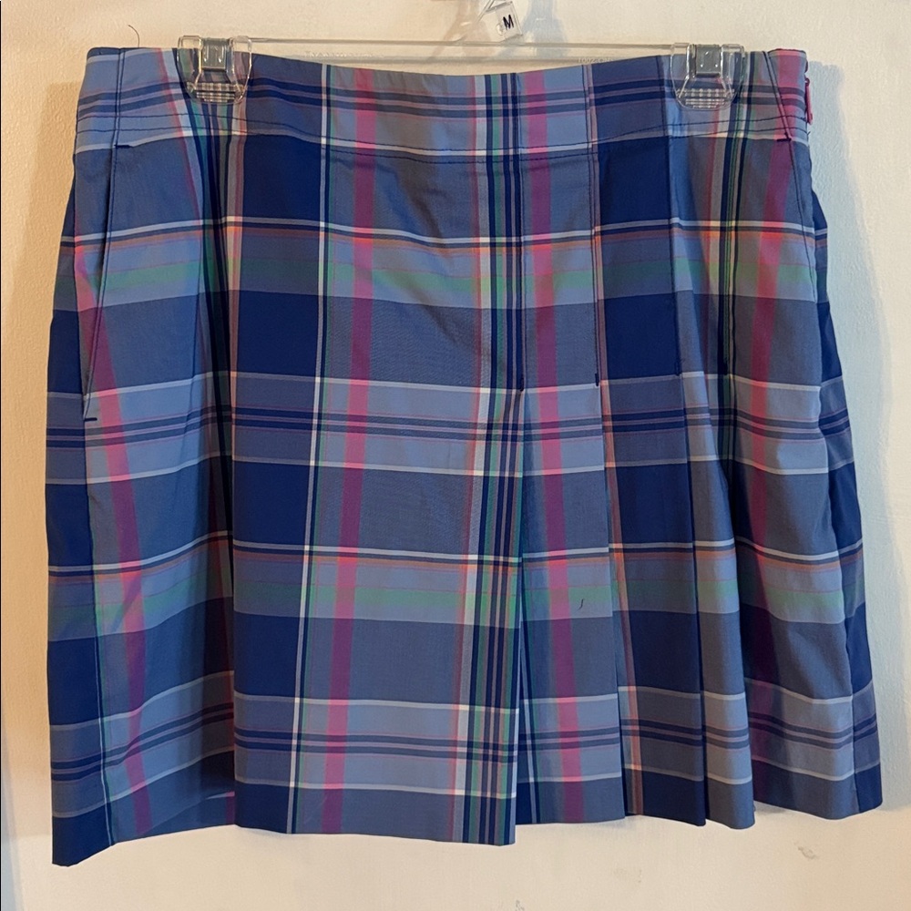 Polo Golf Ralph Lauren Skort Plaid Blue Pink Pleated Skirt Womens Size 8